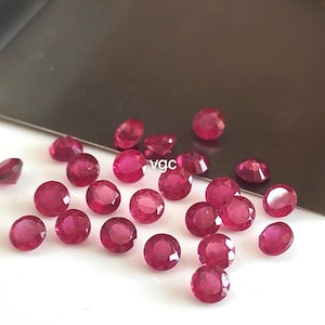 Rubis rempli de verre naturel 2 mm rond à facettes Qualité AAA - Rubis rempli de verre, rond