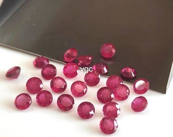 2mm Natural Ruby – Glass Filled, AAA Round Faceted Stone