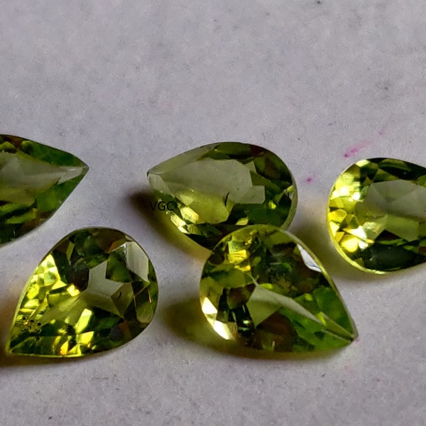 Natural 5x7 mm Peridot Pear Faceted AAA Quality - Peridot Pear Faceted 5x7 MM