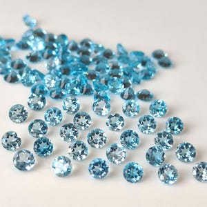 Swiss Blue Topaz Gemstone, 6mm Round Cut, Loose Topaz Stone for Jewelry Making image 2