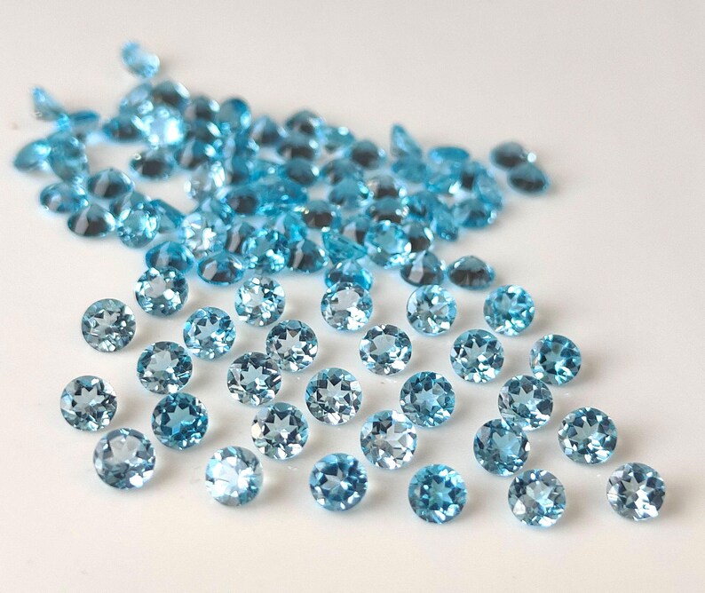 Swiss Blue Topaz Gemstone, 6mm Round Cut, Loose Topaz Stone for Jewelry Making image 2