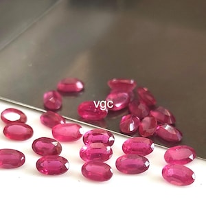 Rubí natural relleno de vidrio, 4 x 6 mm, facetado ovalado, calidad AAA - Rubí ovalado relleno de vidrio