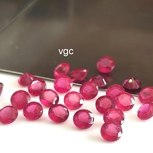 Natürliche Glas gefüllt Rubin 4 mm Rund facettiert AAA-Qualität - Glas gefüllt Rubin Runde