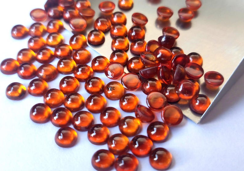 AAA Hessonite Garnet Cabochon – Orange Gemstone, Round 2.5-6mm image 2