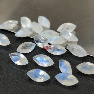 Natural  AA Quality Rainbow Moonstone Marquise Faceted 2x4mm To 7x14mm - Rainbow Mooonstone Good Blue Flashy