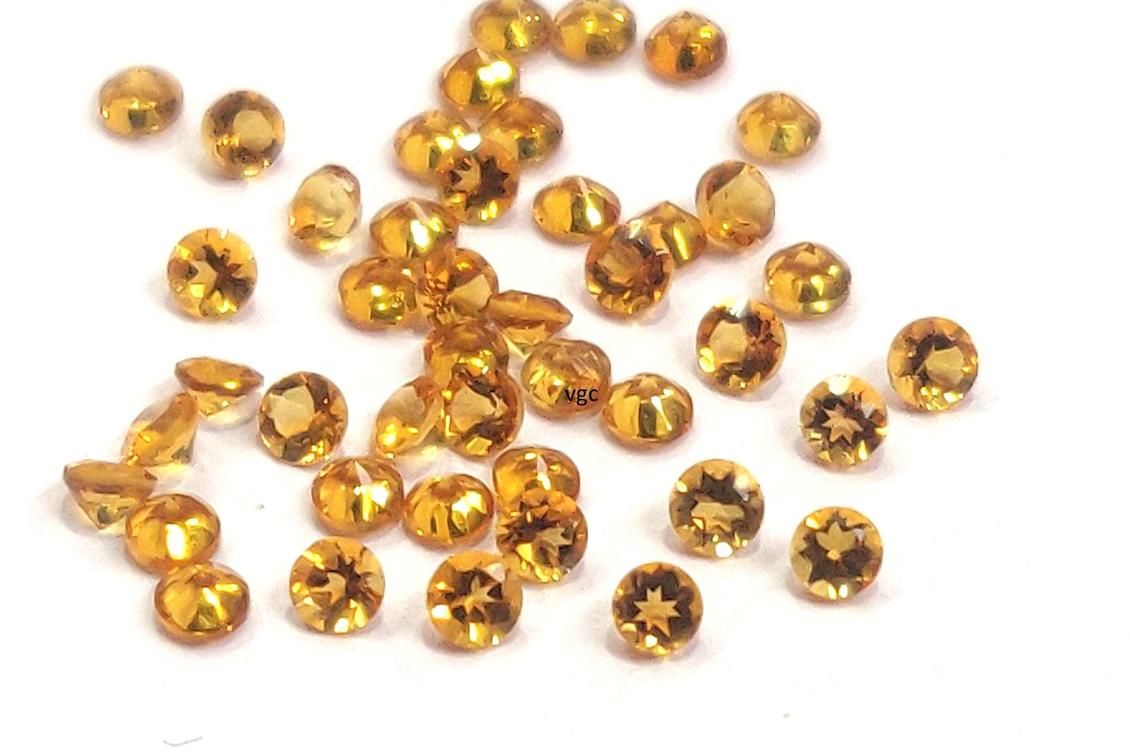 Natural Yellow Citrine Round Faceted 3 mm AAA Quality- Good Color Citrine Round Faceted