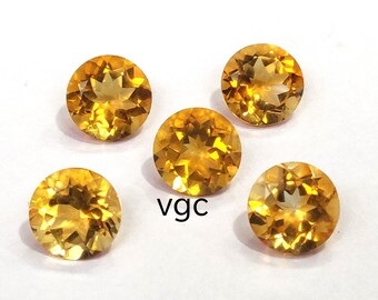 Natural Yellow Citrine – 8mm Round Faceted Gemstone, AAA Quality