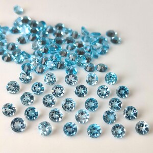 Swiss Blue Topaz Gemstone, 6mm Round Cut, Loose Topaz Stone for Jewelry Making image 1