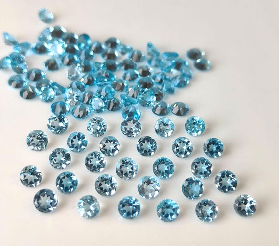 Sky Blue Topaz Gemstone, Round Cut, Loose Topaz Stone for Jewelry Making