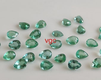 Natural Zambian Emerald Good Color Luster 3x5mm Pear  Faceted
