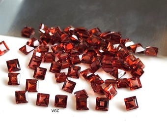 Natural Red Garnet – 3mm Square Faceted AAA Quality