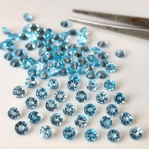 Swiss Blue Topaz Gemstone, 6mm Round Cut, Loose Topaz Stone for Jewelry Making image 5