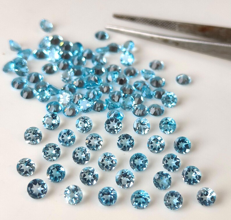 Swiss Blue Topaz Gemstone, 6mm Round Cut, Loose Topaz Stone for Jewelry Making image 5