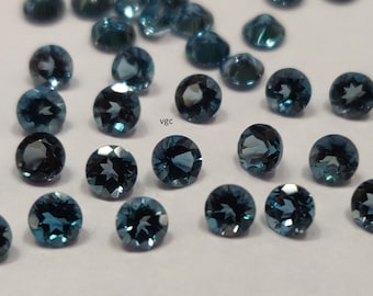 3mm London Blue Topaz Round Faceted Gemstone, AAA Quality