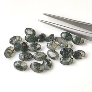 Natürliches Moosachat Oval 4 x 6 mm facettiert AAA-Qualität - Moosachat facettiert Oval