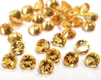 Natural Yellow Citrine - 7mm Round Faceted AAA Gemstone