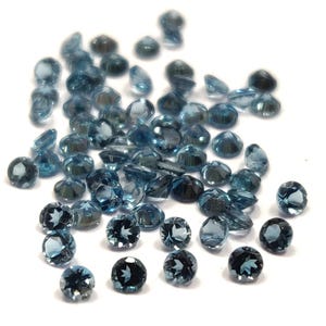 Supertopkwaliteit natuurlijke London Blue Topaas, rond 2 mm gefacetteerd AAA-kwaliteit: prachtige glans London Blue Topaas