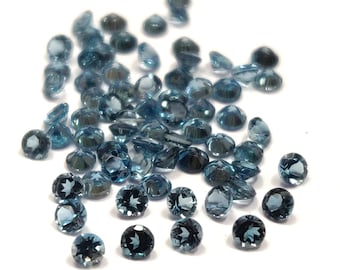 Super Top Quality Natural London Blue Topaz Round 2mm Faceted AAA Quality-Superb Luster London Blue Topaz