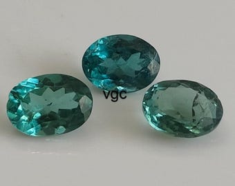 2.5CTW Natural Teal Blue Paraiba Type Tourmaline Oval Faceted 3pc Set
