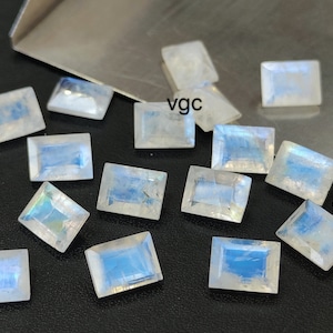 Natural  AA Quality Rainbow Moonstone Octagon Faceted 3x5mm To 10x12 mm - Rainbow Mooonstone Good Blue Flashy
