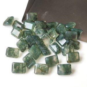 Natural Moss Agate Octagon 10x12 mm Faceted  AAA Quality- Moss Agate Faceted Octagon