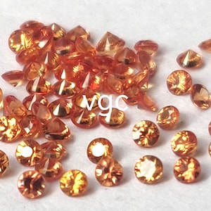 Natural Orange Sapphire Round Diamond Faceted Cut 2.75 mm AAA Quality -Orange Sapphire Round