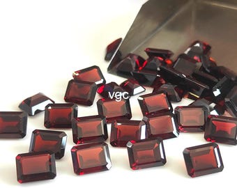 天然レッドガーネット – 3 x 5 mm 八角形ファセットカット宝石、AAA