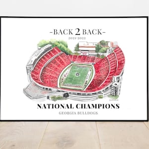 BACK2BACK CHAMPIONS UGA Bulldogs print 2021-2022 National Champions Sanford Stadium