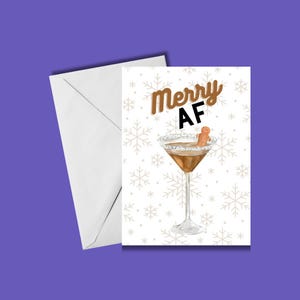 Funny Christmas Card – Merry AF Holiday Greeting – Sassy Xmas Card for Friends or Family – Naughty Christmas Humor