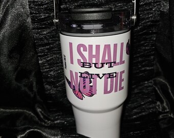 20oz Stainless Inspirational Steel Tri-Sip Tumbler; I Shall Not Die But Live; Psalms 118:17; Christian Tumbler; Encouragement Tumbler