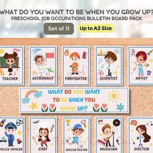 When I Grow Up Job Occupations Printable Bulletin Board Pack - Fun and Educational Preschool Classroom Display Instant Download PDF