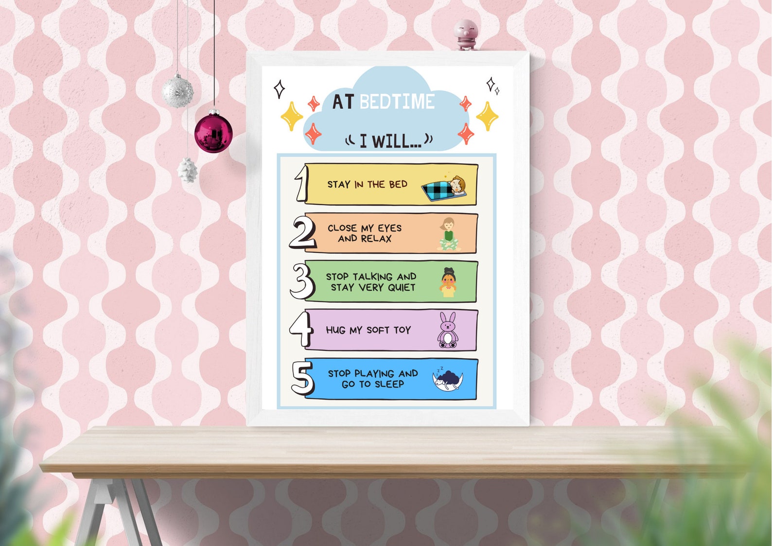 Bedtime Sleep Rules Poster for kids Relaxation Calming Room Etsy