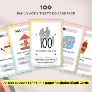 Stampabile 100 attività da fare con la lista dei desideri per la famiglia Attività per bambini Schede di controllo Taglio facile Download immediato PDF