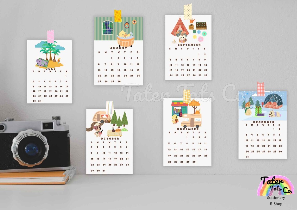 2023 Mini Monthly Calendar Printable for Desk Classroom or Etsy Hong Kong