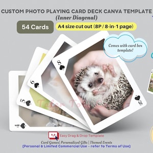 Carte da gioco con foto personalizzate con sfondo facile da trascinare e rilasciare e cornici per immagini interne Modello Canva con accesso immediato