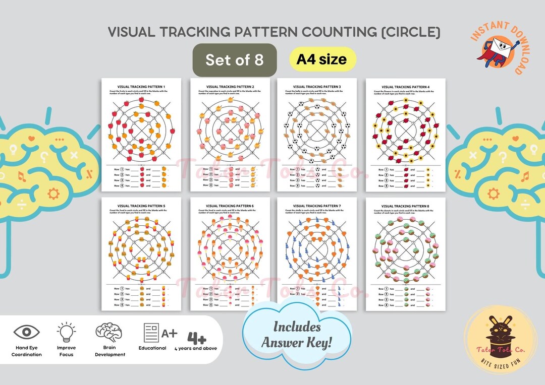 Visual Tracking Pattern Train Focus and Counting Skills Activity Sheets ...