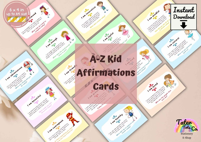 Here are 26 Affirmation Alphabets that instill good habits and traits in young kids! You can use affirmation cards in your child’s daily activities and home-based activities. Each card has a daily journal prompt for discussion and self reflection. #affiirmationsforkids #flashcardsforkids #positiveparenting