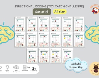 Directional Coding Toy Catcher Puzzle for Kids | STEM Robotics Introductory Game | Instant PDF Download with Answer Key Instant Download PDF