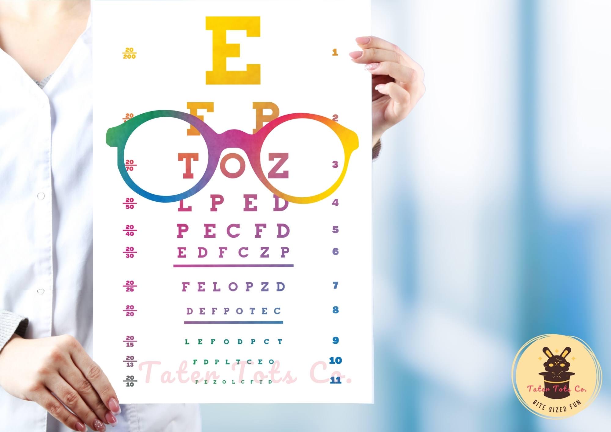 Optometry Printable Rainbow Eye Chart Art Print Set: Optometry Clinic Decor (PDF Download ...
