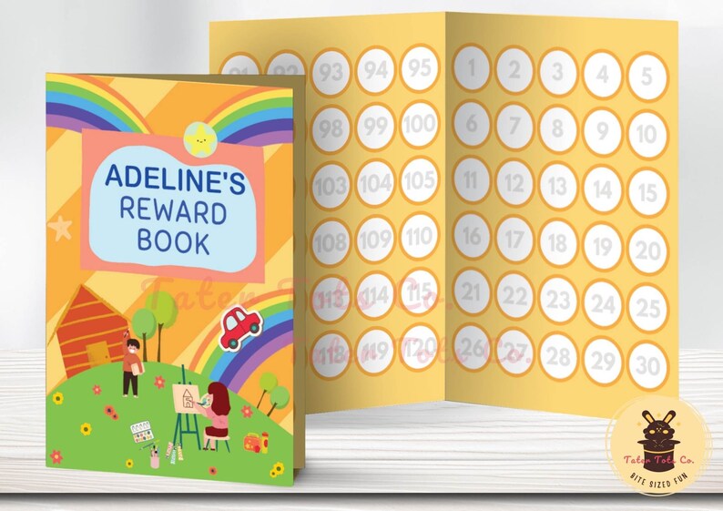 Personalized Rainbow Reward Sticker Chart Punch Card for Kids Behavior ...