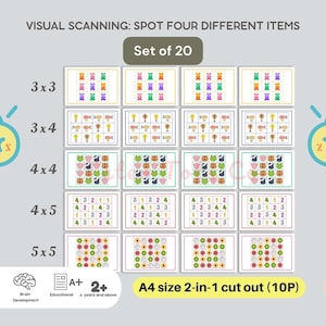 Gra w skanowanie wzrokowe: Znajdź cztery przedmioty – trening uwagi (pobierz plik PDF)