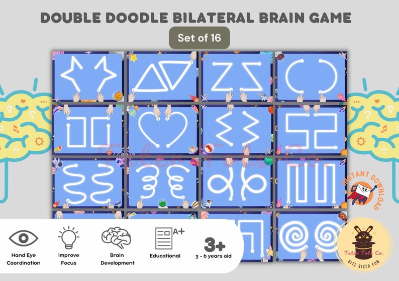 Double doodle bilateral brain game brain puzzle exercises