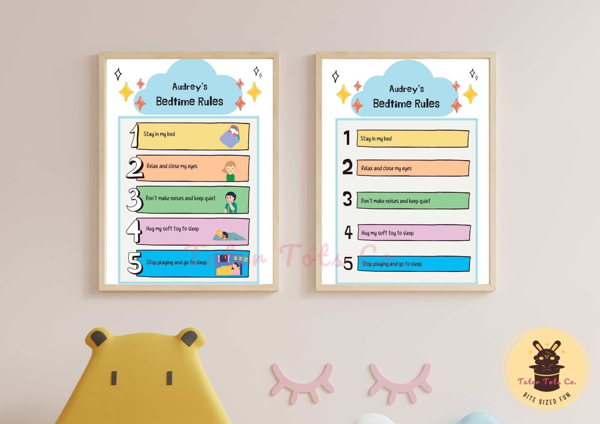Bedtime Sleep House Rules for Toddlers and Kids Personalized Editable ...