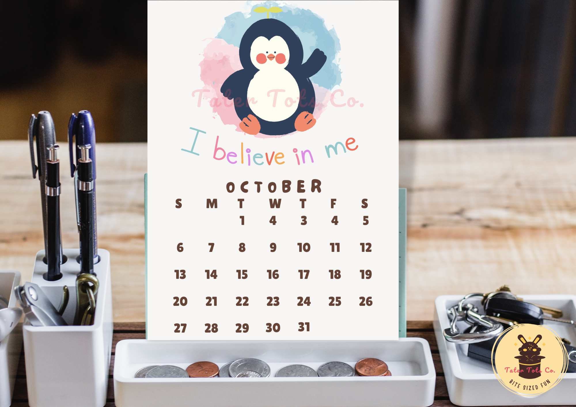 2024 mini monthly calendar printable for desk classroom or school
