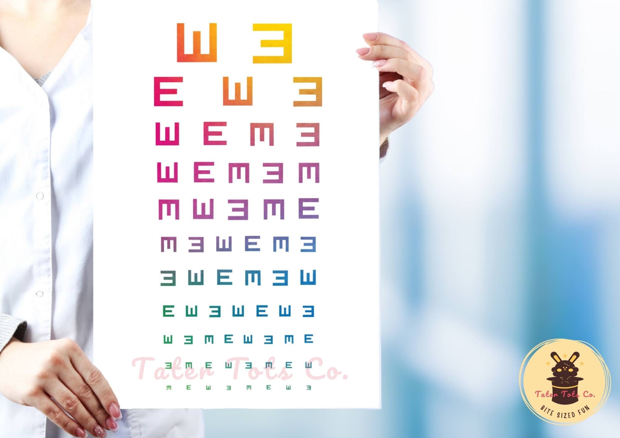 Optometry Printable Rainbow Eye Chart Art Print Set: Optometry Clinic Decor (PDF Download ...