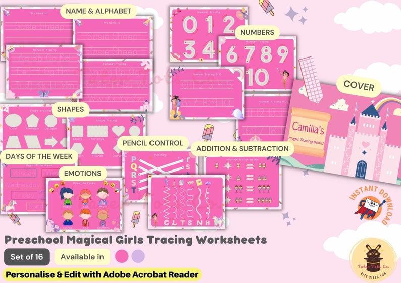 Personalized Themed Tracing Board magical princess theme
