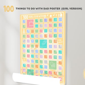 お父さんと一緒にできる100の小さなこと バケットリスト カラフルな子供向けアクティビティチェックリストポスター（女の子） PDFをすぐにダウンロード