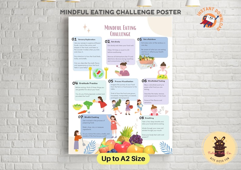 Mindful Eating Challenge Poster for Promoting Healthy Eating, Kids Eat ...