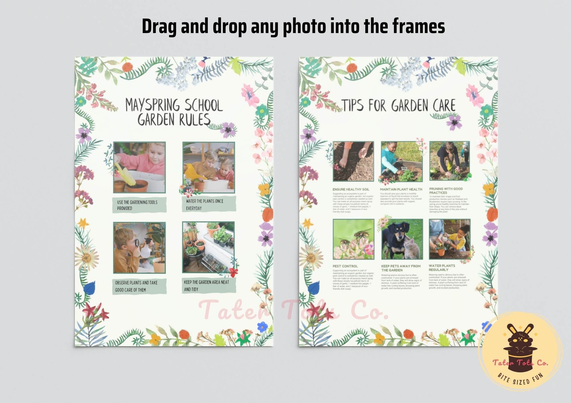 School Garden Rules for Kids Gardening With Photo Frames and Tropical ...