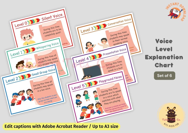 Volume Control, Voice level sign Classroom Management Editable Template, Printable Classroom Sign Bulletin Board, School Signs PDF